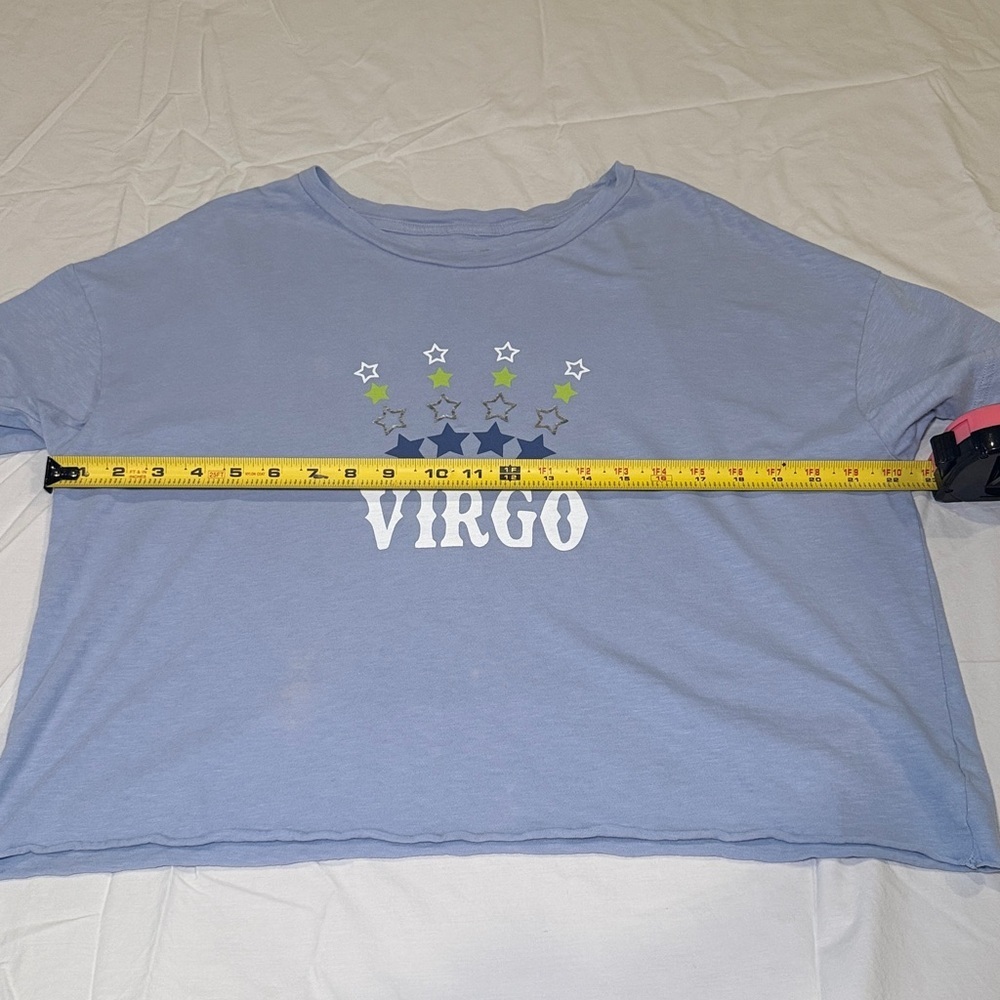 Aerie Star Sign Virgo Graphic Cropped Light Blue Tshirt Size Medium EUC - Picture 7 of 8